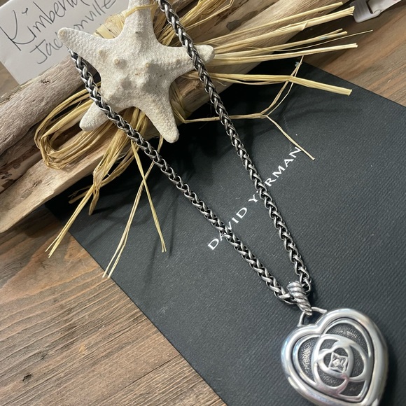 Authentic David Yurman wheat chain,solid sterling silver heart charm/enhancer. - Picture 7 of 12